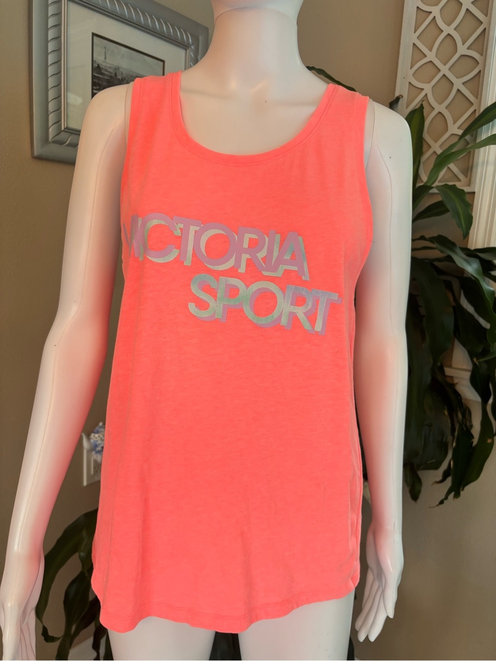 Victoria Sport Neon Coral Sleeveless Tank